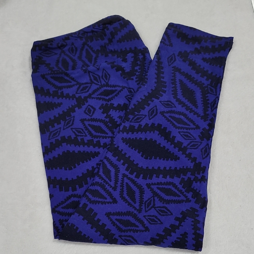 Lularoe Blue and Black Patterned Leggings size TC2